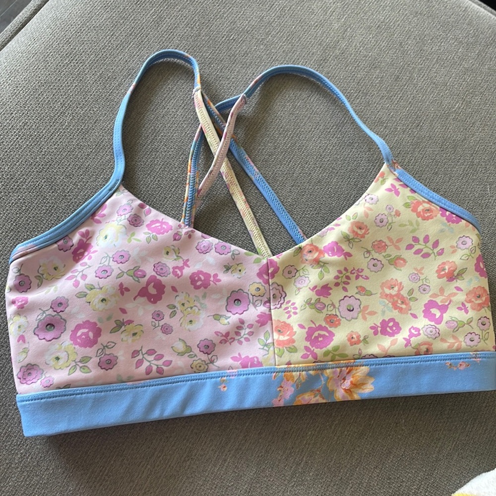 Loveshackfancy bandier floral sports bra multi pattern